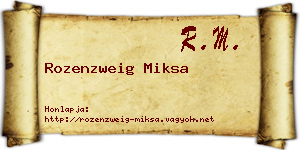 Rozenzweig Miksa névjegykártya